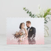 Save The Date Aquarelle rose Rustique Mariage Photo Enregistrer (Debout devant)