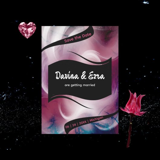 Save The Date Aquarelle Rose Vibrante