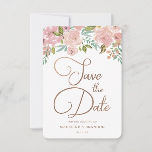 Save The Date Aquarelle Rose Vintage Dusty rose (Devant)