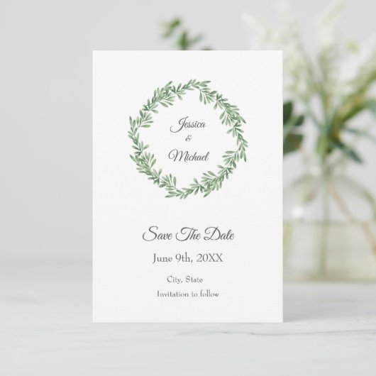 Save The Date Aquarelle Rosemary Wreath Enregistrer La Date (Debout devant)