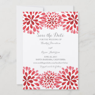 Save The Date Aquarelle rouge Chrysanthemum Enregistrer la date