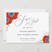 Save The Date 💮 Aquarelle Rouge Mariage d'anémone Enregistrer n (Devant)