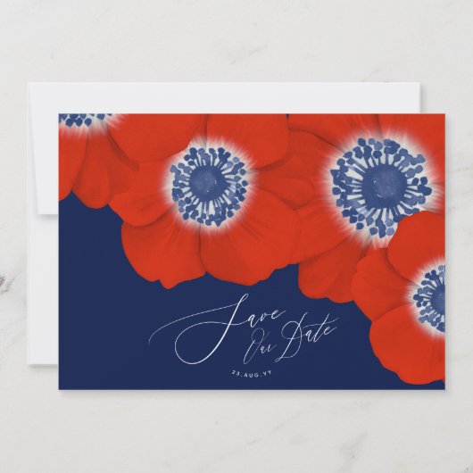 Save The Date 💮 Aquarelle Rouge Mariage d'anémone Enregistrer n (Dos)