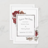 Save The Date Aquarelle rouge Rose Brown élégant (Devant / Derrière)