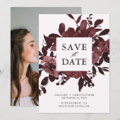 Save The Date Aquarelle rouge rustique Bouquet floral Photo (Devant / Derrière)