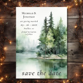 Save The Date Aquarelle Rustic Lake Woodland Mariage photo