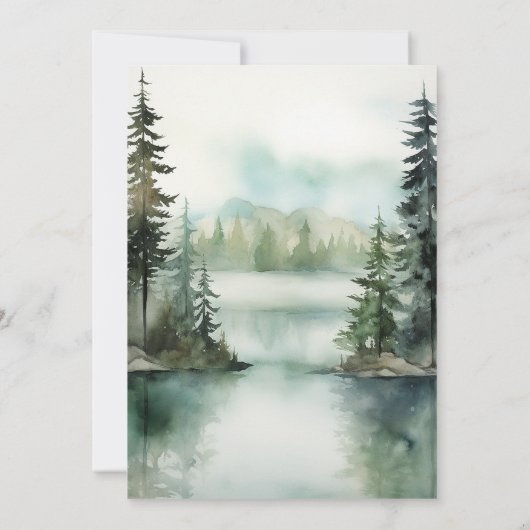 Save The Date Aquarelle Rustic Mountain Lake Mariage forestier (Dos)