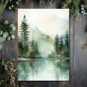 Save The Date Aquarelle Rustic Mountain Lake Mariage forestier