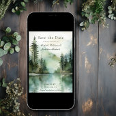 Save The Date Aquarelle Rustic Mountain Lake Mariage forestier