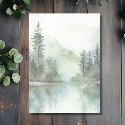 Save The Date Aquarelle Rustic Mountain Lake Mariage forestier