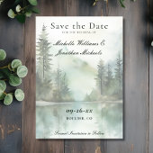 Save The Date Aquarelle Rustic Mountain Lake Mariage forestier