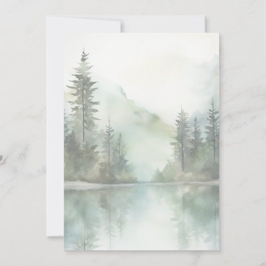 Save The Date Aquarelle Rustic Mountain Lake Mariage forestier (Dos)