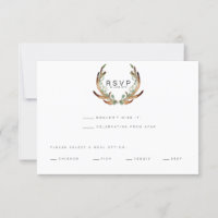 Aquarelle Rustique Antler | RSVP | MARIAGE