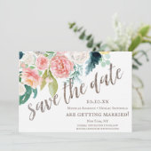 Save The Date Aquarelle rustique Bois floral Enregistrer la date (Debout devant)