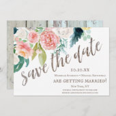 Save The Date Aquarelle rustique Bois floral Enregistrer la date (Devant / Derrière)