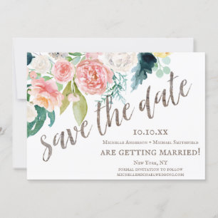 Save The Date Aquarelle rustique Bois floral Enregistrer la date