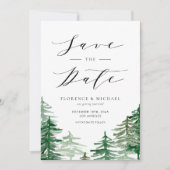 Save The Date Aquarelle rustique Bois Forêt verte Code QR (Devant)