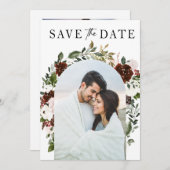 Save The Date Aquarelle rustique Floral Mariage géométrique (Devant / Derrière)