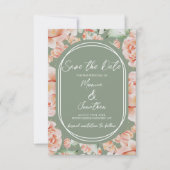Save The Date Aquarelle rustique Floral Sage Blush Photo Mariage (Devant)