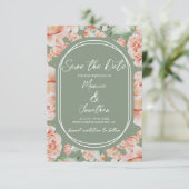 Save The Date Aquarelle rustique Floral Sage Blush Photo Mariage (Debout devant)
