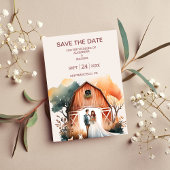 Save The Date Aquarelle Rustique Mariage de grange