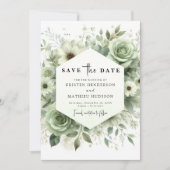 Save The Date Aquarelle rustique Mariage vert Sage classique (Devant)