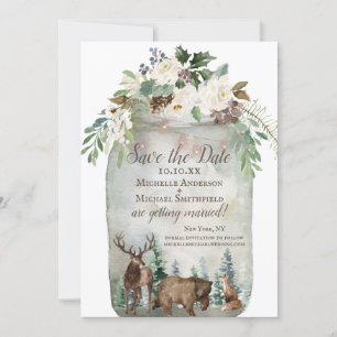 Save The Date Aquarelle rustique Mason Jar Enregistrer la date