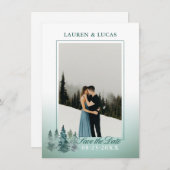 Save The Date Aquarelle Rustique Pine Spruce Arbres Mariage PHOT (Devant / Derrière)