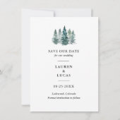 Save The Date Aquarelle Rustique Pine Spruce Arbres Mariage PHOT (Dos)
