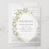 Save The Date Aquarelle rustique Vert Mariage géométrique (Devant)