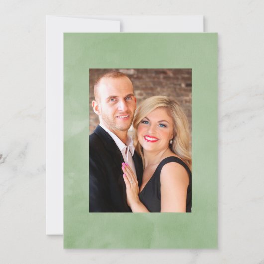 Save The Date Aquarelle rustique Vert Mariage géométrique (Dos)