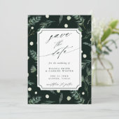 Save The Date Aquarelle rustique vert Mariage QR Code (Debout devant)