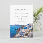 Save The Date Aquarelle Santorini Grèce Destination Mariage (Debout devant)
