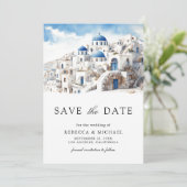 Save The Date Aquarelle Santorini Grèce Mariage photo (Debout devant)