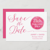 Save The Date Aquarelle Script rose (Devant / Derrière)