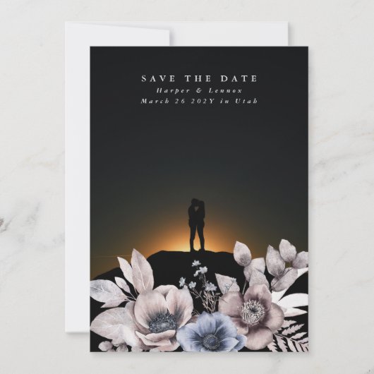 Save The Date Aquarelle séchée de Bohème Dramatique Muté Floral (Devant)