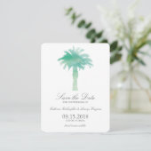 Save The Date Aquarelle Serene Palm Tree | Enregistrer la date (Debout devant)