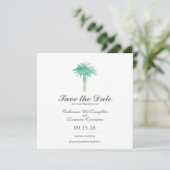 Save The Date Aquarelle Serene Palm Tree | Enregistrer la date (Debout devant)