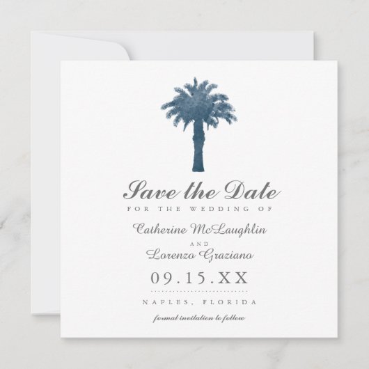 Save The Date Aquarelle Serene Palm Tree Enregistrer la date (Devant)