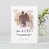 Save The Date Aquarelle simple Design moderne Palm Folio Photo (Debout devant)