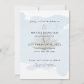 Save The Date Aquarelle simple Script moderne Palm Photo Bleu (Dos)