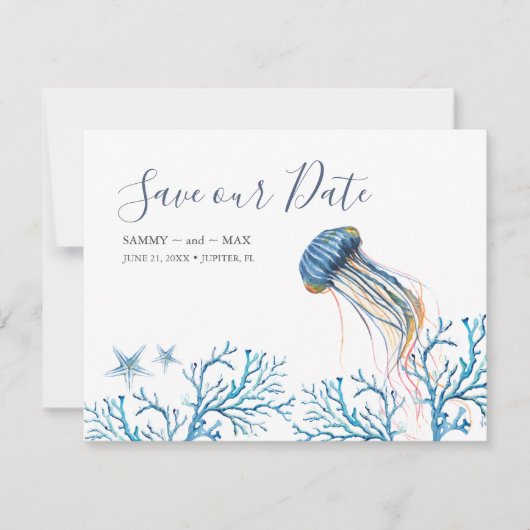 Save The Date Aquarelle sous la mer Enregistrer la date (Devant)