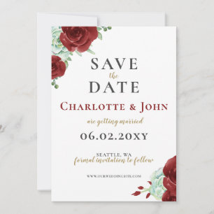 Save The Date Aquarelle succulent or bordeaux