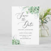Save The Date Aquarelle succulente. Botanique de cactus vert (Debout devant)