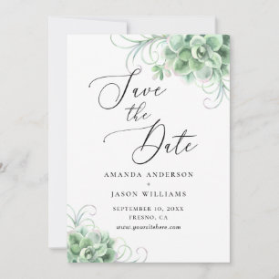 Save The Date Aquarelle succulente. Botanique de cactus vert