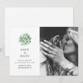 Save The Date Aquarelle succulentes. Cactus vert. Botanique (Devant / Derrière)