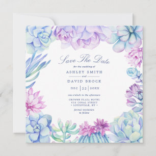 Save The Date Aquarelle Succulents Cactus Floraux Enregistrer La