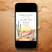 Save The Date Aquarelle sud-ouest du désert et Mariage de Cactus