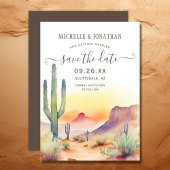 Save The Date Aquarelle sud-ouest du désert et Mariage de Cactus