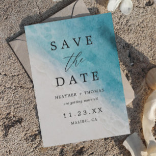 Save The Date Aquarelle Summer Beach Ocean CoastalEnregistrer La